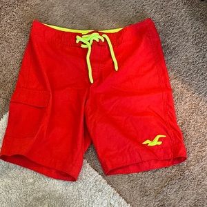 Hollister red swim trunks